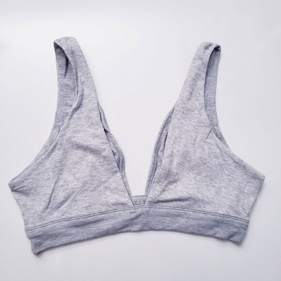 Victoria's Secret Gray Ribbed Plunge V-neck Bralette Comfortable - Picture 3 of 4